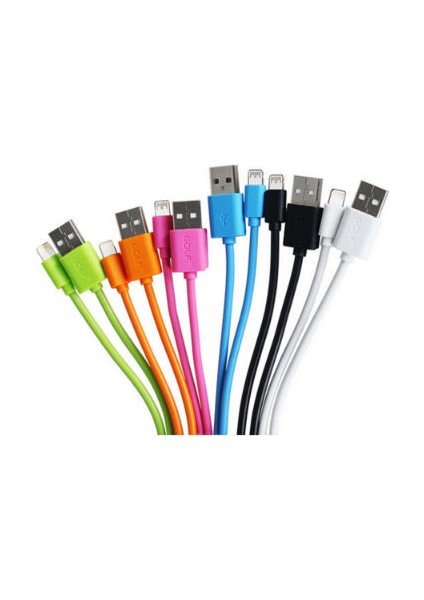 Renkli iPhone Uyumlu 5 5S 6 6S USB Data Kablosu - Kırmızı