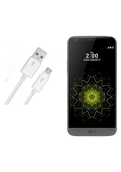 LG G5 Şarj Data Kablosu Beyaz