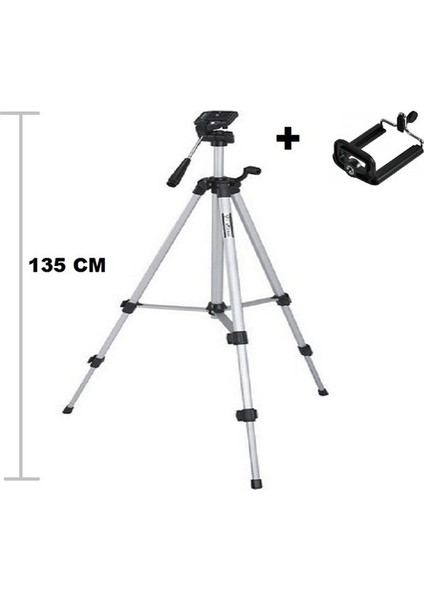 Tripod : Telefon ve Kamera Tutucu Ayak + Telefon Tutucu - Büyük Boy