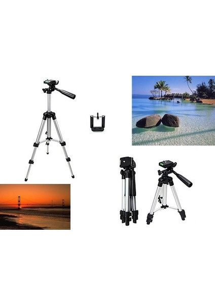 Tripod : Telefon ve Kamera Tutucu Ayak + Telefon Tutucu - Büyük Boy