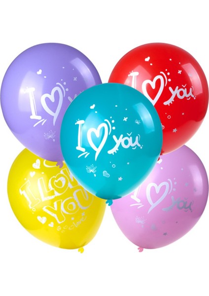 I Love You Baskılı Balon 100 Adet