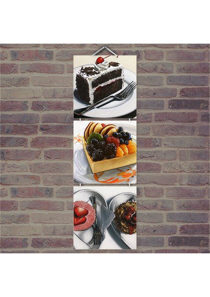 Ahşap Tablo Yaş Pastalar Baskılı 14X14 Cm 3 Parça