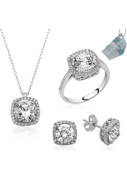 Gümüş Zirkon Kare Set