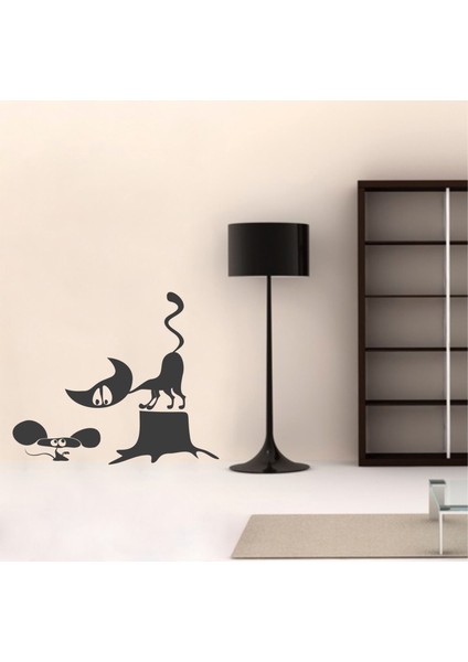 Cute Cat And Mouse Duvar Sticker