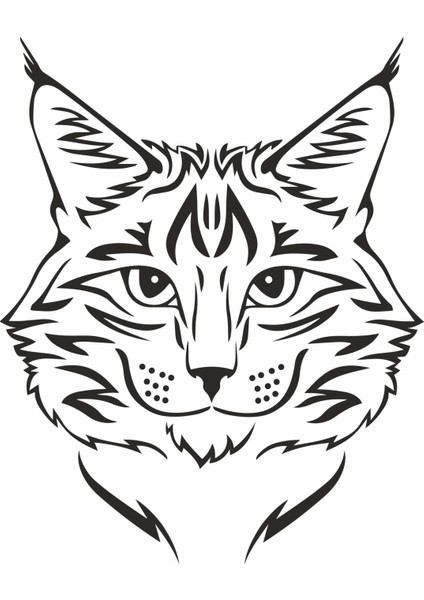 Tribal Cat Head Duvar Sticker
