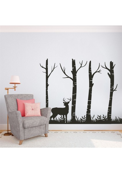 Deer And Forest Duvar Sticker