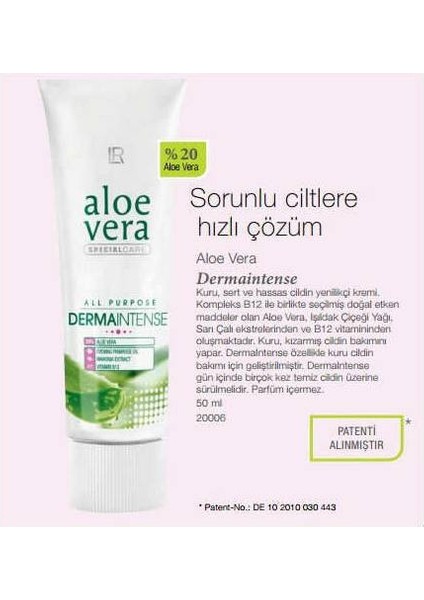 Aloe Vera Dermaıntense Sorunlu Ciltler İçin