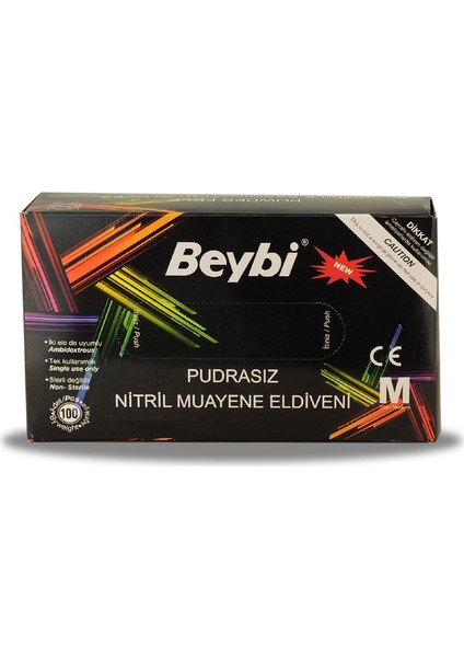 Nitril Eldiveni Pudrasız Siyah Medium (M) 5 Paket