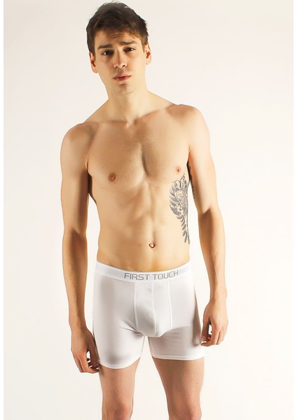 Erkek Uzun Boxer Beyaz