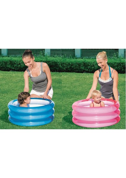 şişme Bebek Havuzu 3 Halkalı Pembe 70Cm X 30Cm 51033