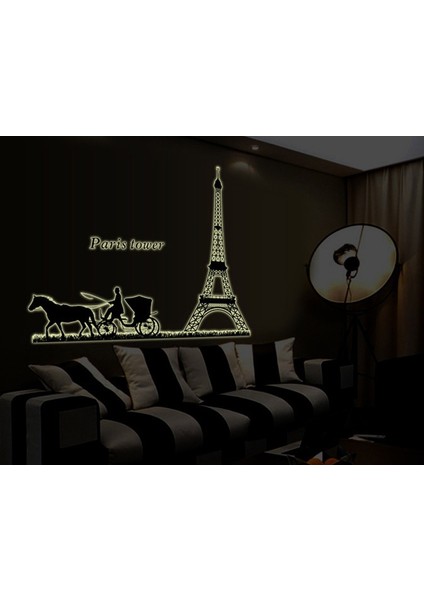 Karanlıkta Parlayan Fosforlu Eiffel Eyfel Kulesi Ev Dekorasyonu PVC Duvar Sticker Dekor