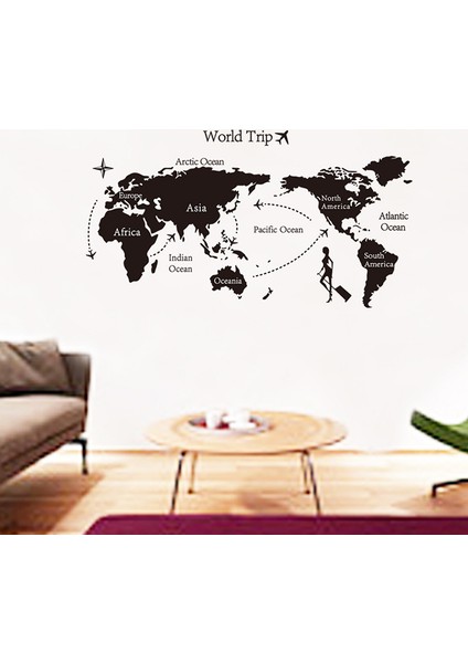 Duvar Sticker Dünya Haritası Atlas Ev Dekorasyonu Duvar Dekoru Seyahat Turizm