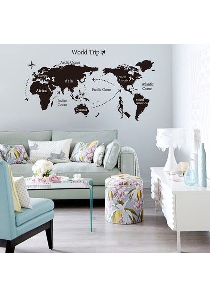 Duvar Sticker Dünya Haritası Atlas Ev Dekorasyonu Duvar Dekoru Seyahat Turizm modelleri