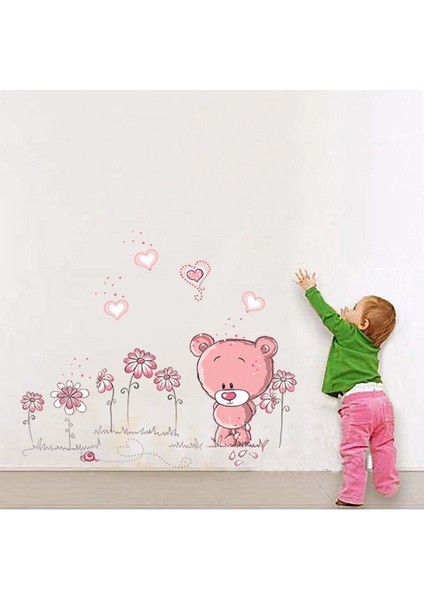 Duvar Sticker Bebek ve Çocuk Odası Dekorasyonu Pembe Duvar Dekor Sevimli Ayıcık Hediyelik Çıkartma modelleri