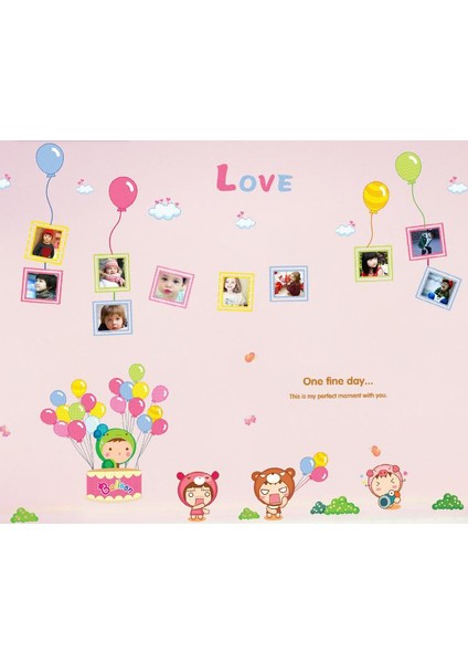 Bebek ve Çocuk Odası Dekorasyonu Renkli Resim Çerçeveli PVC Duvar Sticker Hediyelik Görsel
