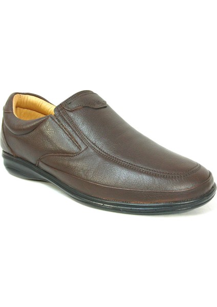 Kahverengi %100 Deri Bağcıksız Anatomik Comfort Ayakkabı