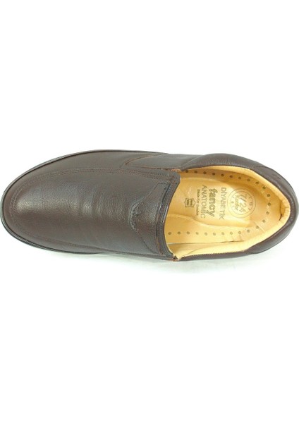 Kahverengi %100 Deri Bağcıksız Anatomik Comfort Ayakkabı