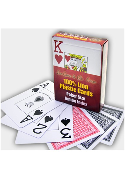 Lion Jumbo Plastik Poker İskambil Oyun Kağıdı Destesi ( Lion Briç Oyun Kartı Mavi)