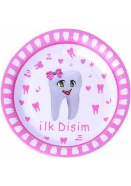 Sihirli Parti İlk Dişim Pembe Karton Tabak (8 Adet)
