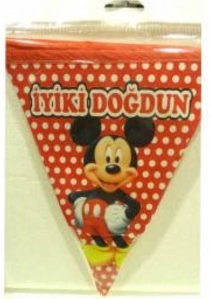 Sihirli Parti Mickey Mouse Üçgen Flama Bayrak Set