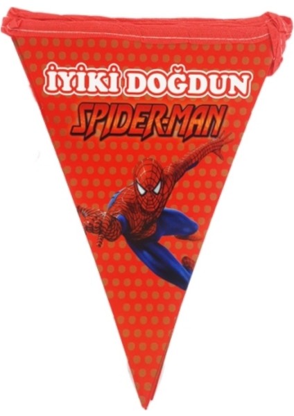 Sihirli Parti Spiderman Örümcek Adam Üçgen Flama Bayrak Set
