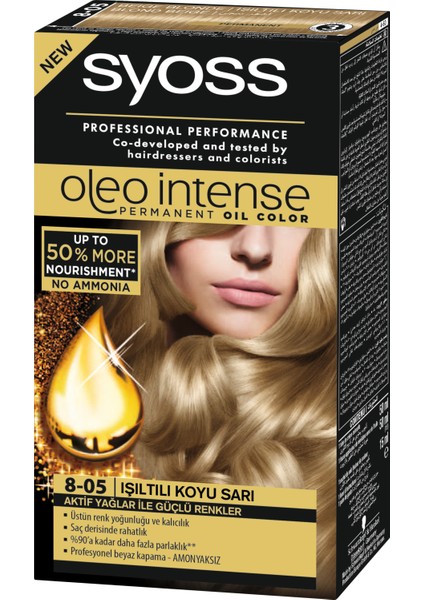 Oleo Intense Color 8-05 Işıltılı Koyu Sarı 50 Ml