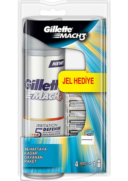 Mach3 Yedek Tıraş Bıçağı 4'lü (200 ml Tıraş Jeli Hediyeli)