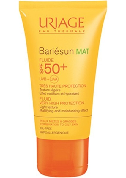 Bariesun MAT Fluid Spf 50+ 50 ml Karma ve Yağlı Ciltler için Yüksek korumalı Güneş Kremi Spf 50+