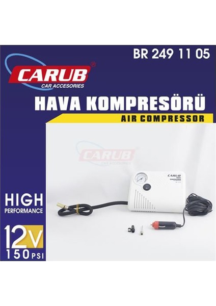 Lastik Hava Kompresörü Yassı 12V Beyaz