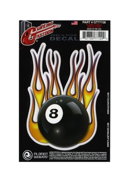 Planetwaves Gt77109 Gtr Tattoo- Flame 8 Ball Sticker