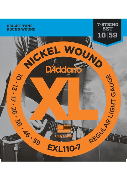 Daddarıo Exl110-7 Elektro Tel Set Xl Regular Light 010 7 Telli