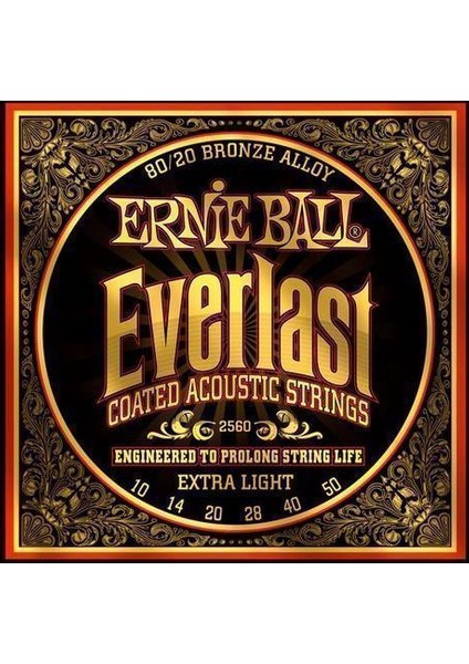 Ernie Ball P02560 10-50 Coated Akustik Gitar Teli