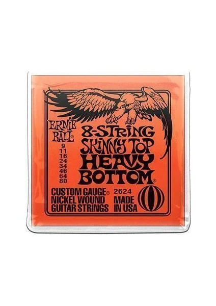 Ernie Ball P02624 Slinky Skinny Top Heavy Bottom 8 Telli 0.09 - 0.80 Elektro Gitar Teli