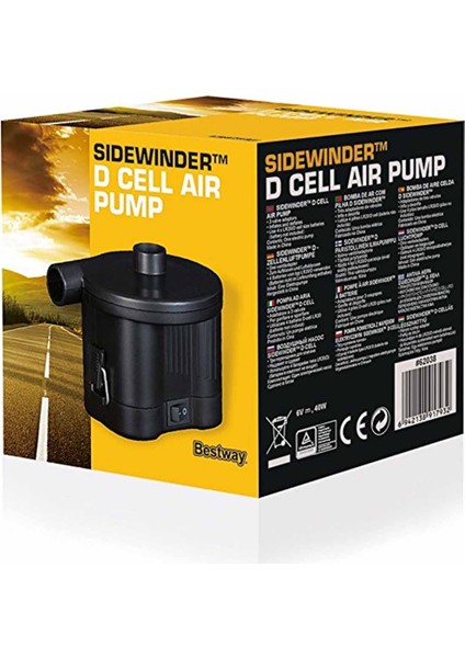 Sidewinder D Cell Air Pump / 62038 Pilli Şişme Ürünler İçin Şişirme Pompası 3 Farklı Uçlu modelleri