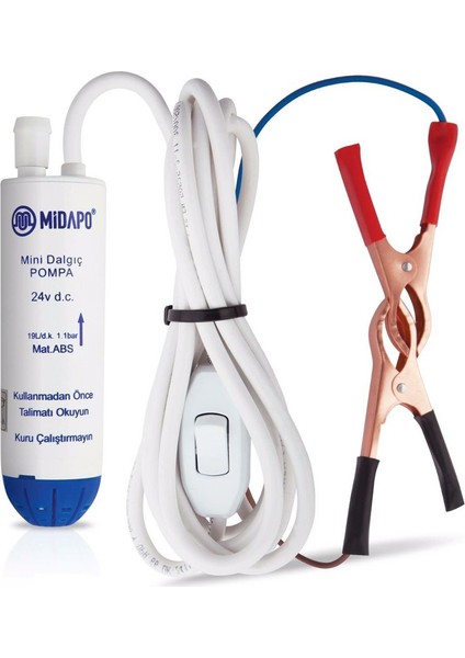 24 Volt 1/4 Mini Dalgıç Pompa(Mazot,Su Yada Süt Pompası)