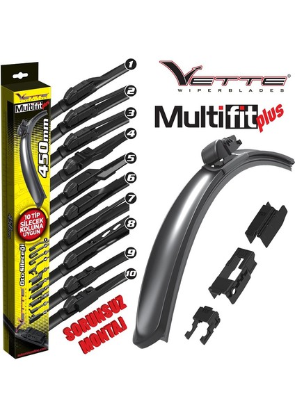 VETTE PLUS Multifit 350mm Silecek 10 Kola Uygun Aparat - 1 Adet