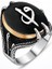 Siyah Oniks Vav Elif Taşlı Pençe Tırnaklı Gümüş Erkek Yüzük Ms11042 19 1
