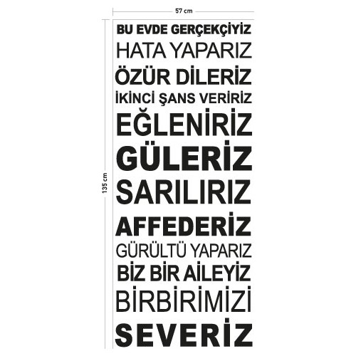 Bu Evde Gerçekçiyiz Duvar Yazısı 135X57 Cm Fiyatı