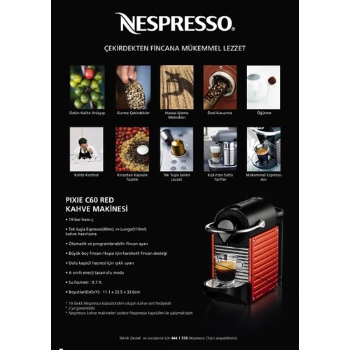 Nespresso Pixie C60 Kapsül Kahve MakinesiRed Fiyatı