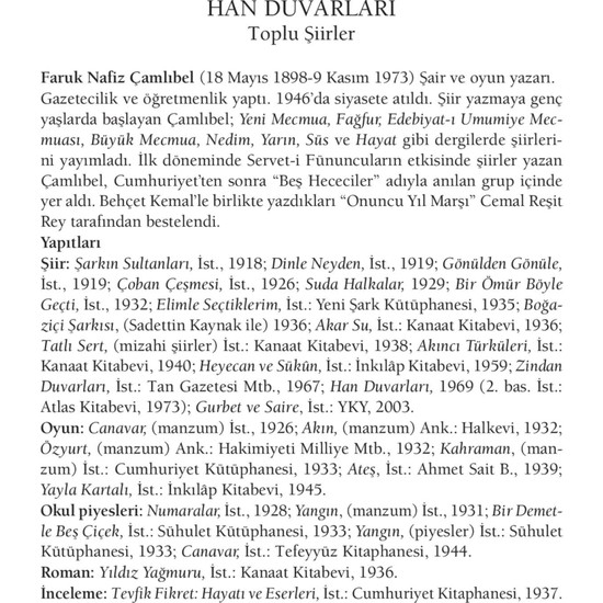 Han Duvarları Faruk Nafız Çamlıbel Kitabı ve Fiyatı Han Duvarları Faruk Nafız Çamlıbel Kitabı ve Fiyatı