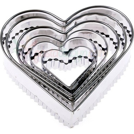 Pastisya 5'Lı Tırtıklı Kalp Volovan Metal Set