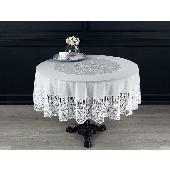 Madame Coco Yuvarlak Masa Örtüsü Vinil Beyaz 180Cm Fiyatı