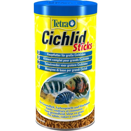 Tetra Cichlid Sticks Cichlid Balıkları İçin Çubuk Balık Yemi 1 Lt