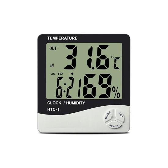 Yopigo Htc-1 Dijital Sıcaklık Nem Ölçer Termometre ve Saat