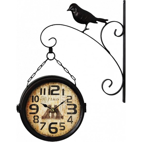 Time Kuşlu Metal Çift Taraflı İstasyon Duvar Saati Siyah Fiyatı Time Kuşlu Metal Çift Taraflı İstasyon Duvar Saati Siyah Fiyatı