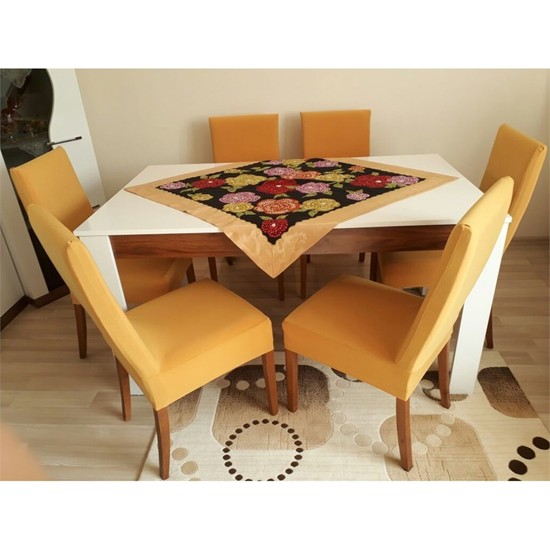 Sandalye Kılıfı Dalgıç Kumaş Likralı Hardal 6 Adet Fiyatı