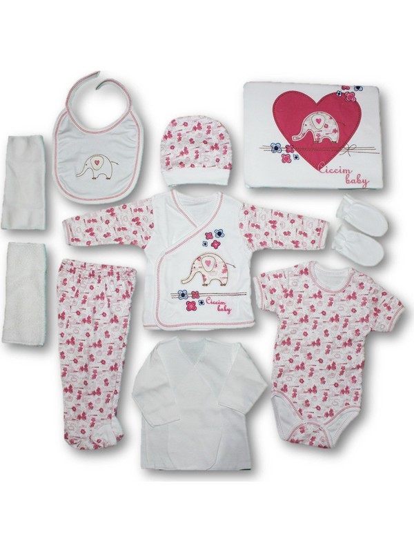 Ciccim Kız Bebek 10�lu Kalpli Fil Hastane Çıkışı Zıbın