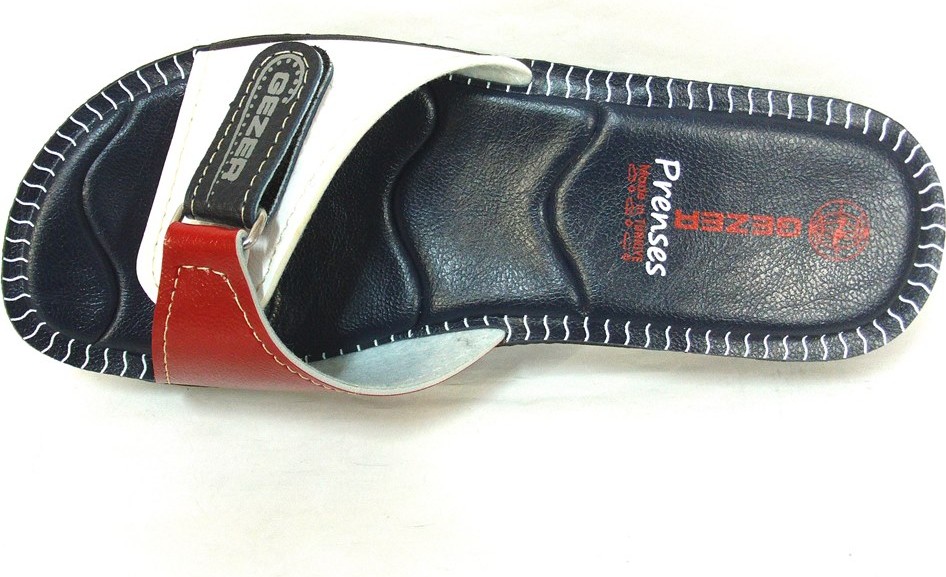 Gezer 8727 Lacivert Beyaz Kırmızı Anatomik Bayan Terlik görsel 4