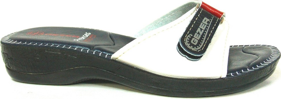 Gezer 8727 Lacivert Beyaz Kırmızı Anatomik Bayan Terlik görsel 2