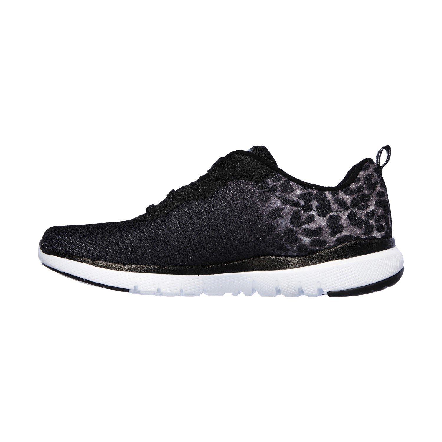 SKECHERS 13476 FLEX APPEAL 3.0 LEOPARD PATH TRAINERS Black 3